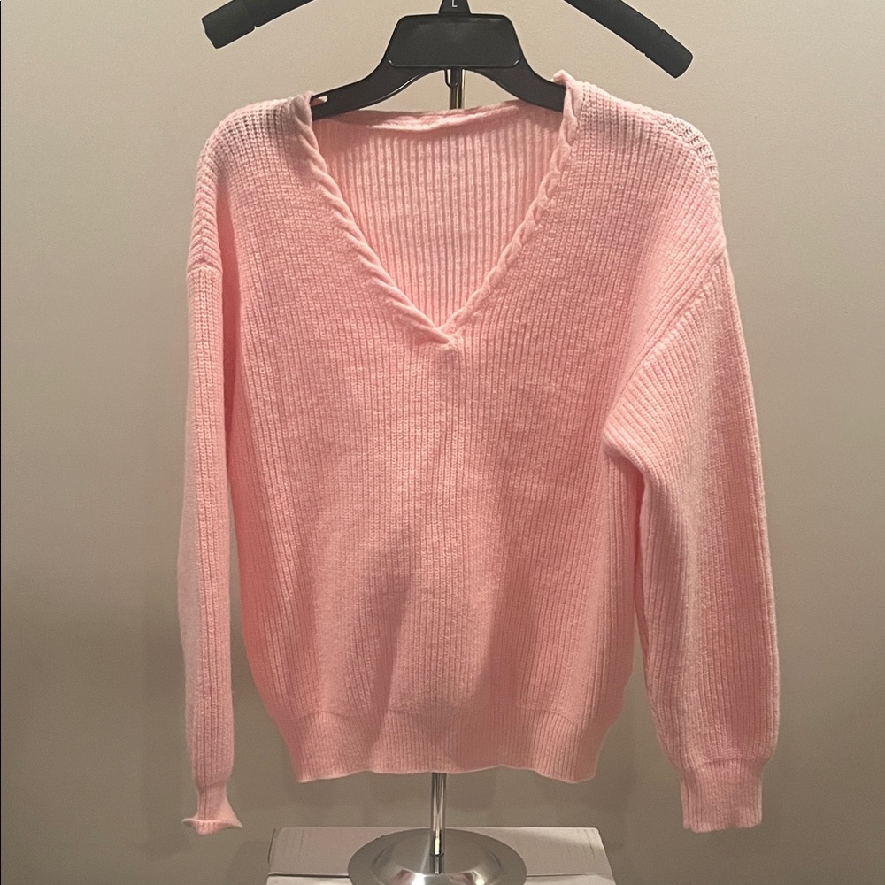 Pink V-Neck Women's Sweater